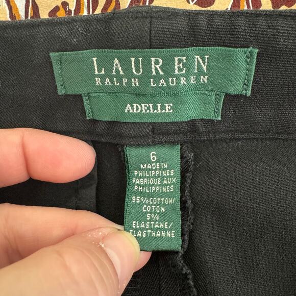 Lauren Ralph Lauren Adelle Pant Womens 6 Black Flat Front Mid Rise Stretch - Picture 4 of 9
